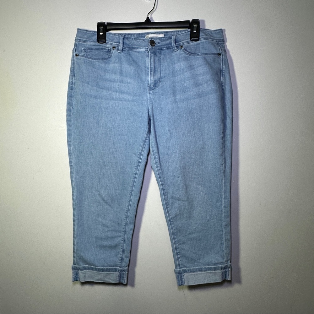 J. Jill Denim Authentic Fit Cropped Cuff Light Wash Ankle Jeans Size 12P